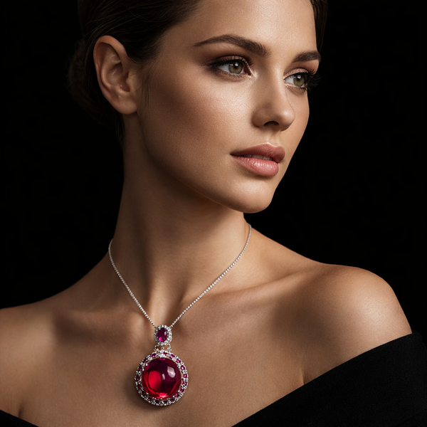 Red Blue Royal Designer Silver CZ Anti Tarnish Copper Pendant Wholesale Secondary image