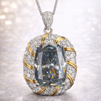 Luxury Cushion Cut Diamond Gold Silver Plated CZ Copper Pendant Bulk