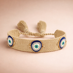 Bulk Gray Blue Evil Eye Gold Plated Rhinestone Thread Bracelet