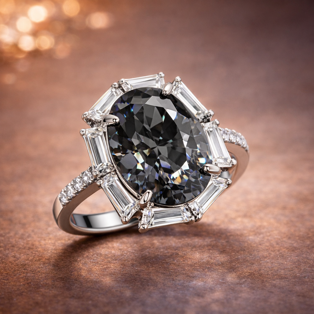 Premium Oval Cut Silver Plated CZ Copper Anti Tarnish Fancy Ring Bulk