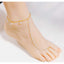 Layer Link Chain Pearl White 18K Gold Stainless Steel Anti Tarnish Single Anklet For Women