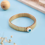 Bulk Stretchable Evil Eye Gold Plated Plain Stainless Steel Bracelet