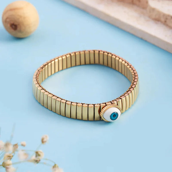 Bulk Stretchable Evil Eye Gold Plated Plain Stainless Steel Bracelet Main image