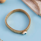 Bulk Stretchable Evil Eye Gold Plated Plain Stainless Steel Bracelet