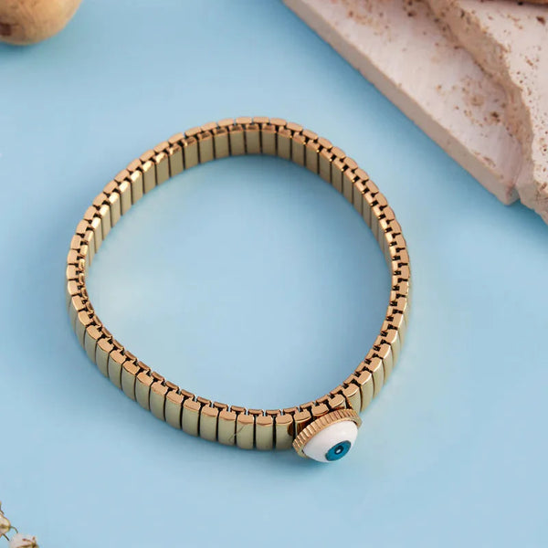 Bulk Stretchable Evil Eye Gold Plated Plain Stainless Steel Bracelet Secondary image