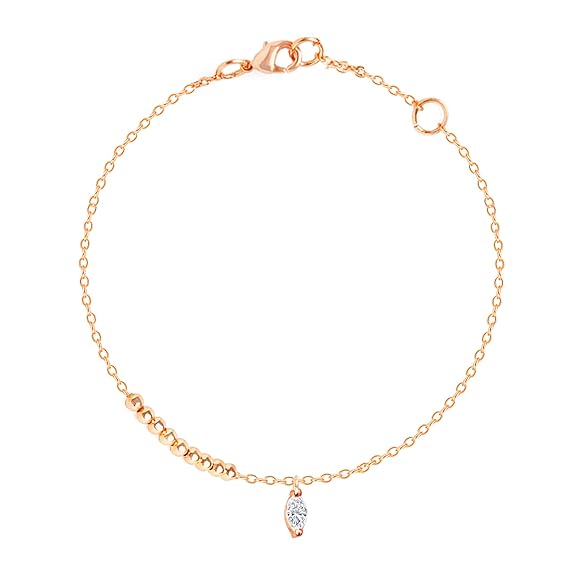 Minimal Leaf Charm Rose Silver Gold CZ Anti Tarnish Brass Anklets Bulk