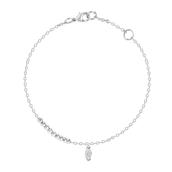 Minimal Leaf Charm Rose Silver Gold CZ Anti Tarnish Brass Anklets Bulk