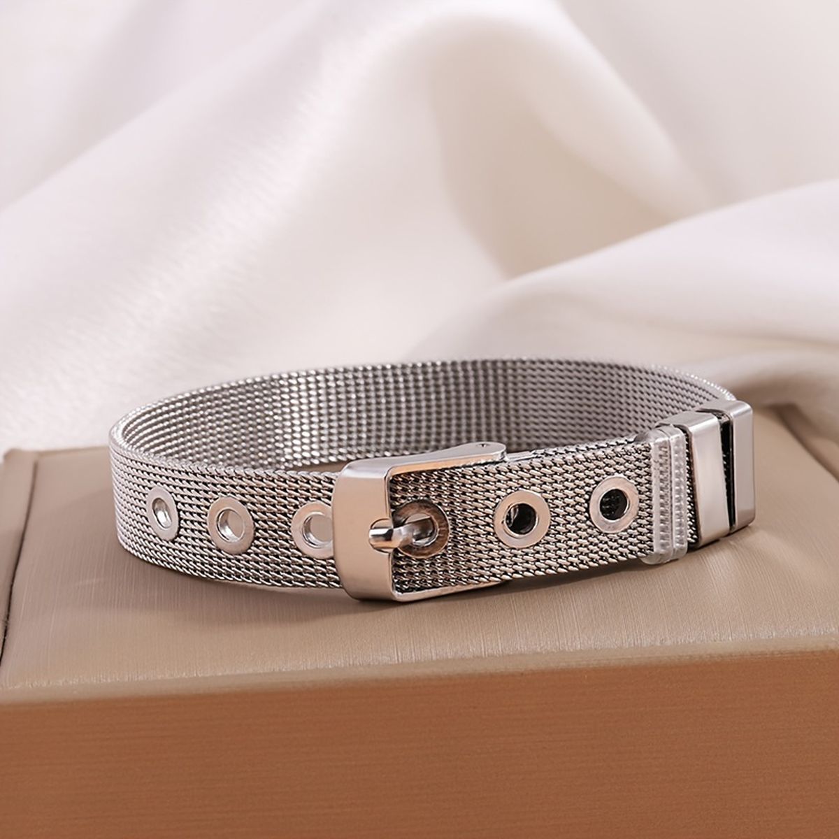 Silver Stainless Steel Style Watch Strap Bracelet Men
