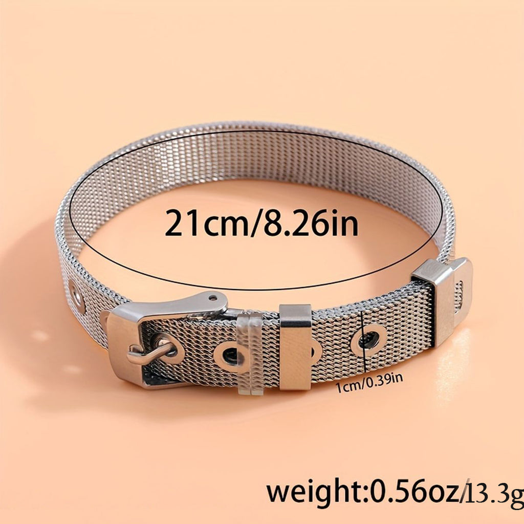 Silver Stainless Steel Style Watch Strap Bracelet Men