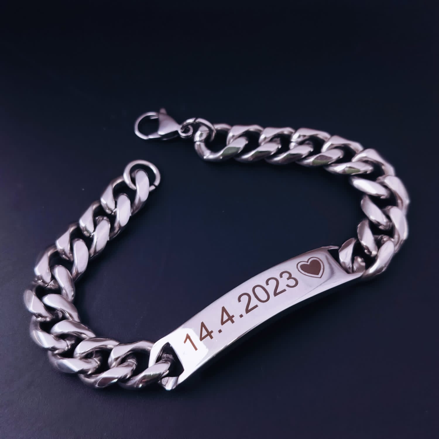 Engrave Letter Name Stainless Steel Chain Id Bracelet For Men Bulk