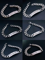 Engrave Letter Name Stainless Steel Chain Id Bracelet For Men Bulk