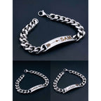 Engrave Letter Name Stainless Steel Chain Id Bracelet For Men Bulk