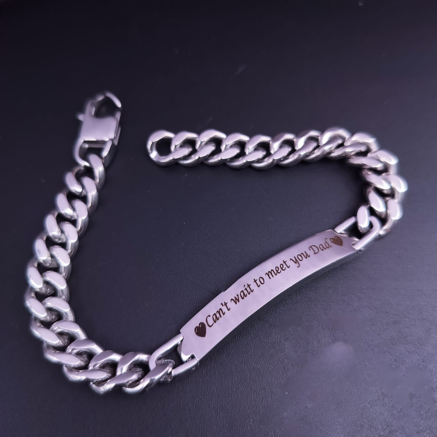 Engrave Letter Name Stainless Steel Chain Id Bracelet For Men Bulk