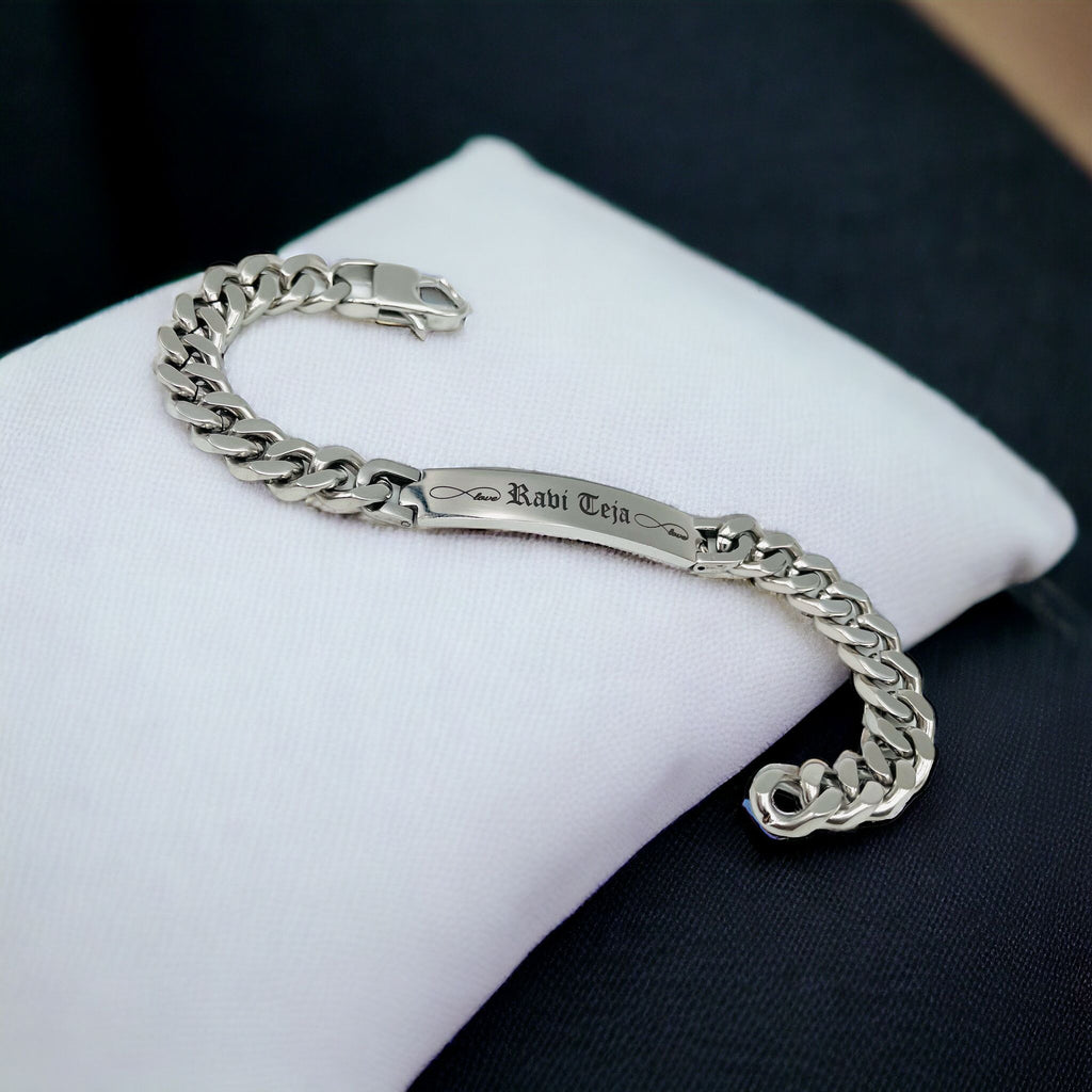 Engrave Letter Name Stainless Steel Chain Id Bracelet For Men Bulk