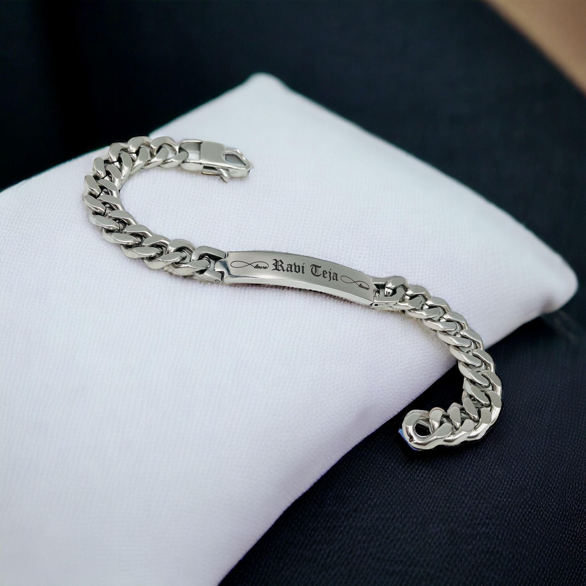 Engrave Letter Name Stainless Steel Chain Id Bracelet For Men Bulk