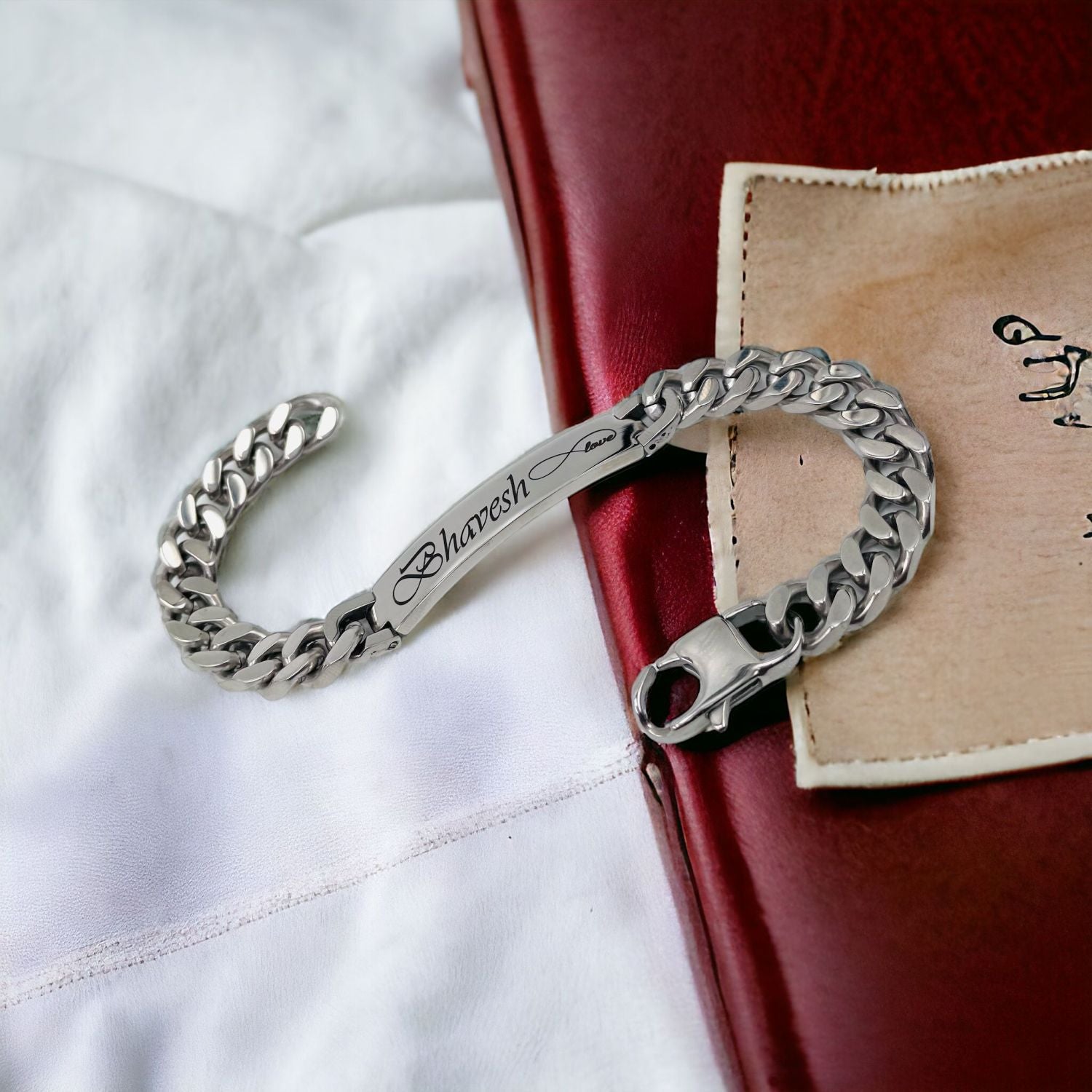 Engrave Letter Name Stainless Steel Chain Id Bracelet For Men Bulk
