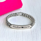 Engrave Letter Name Stainless Steel Chain Id Bracelet For Men Bulk