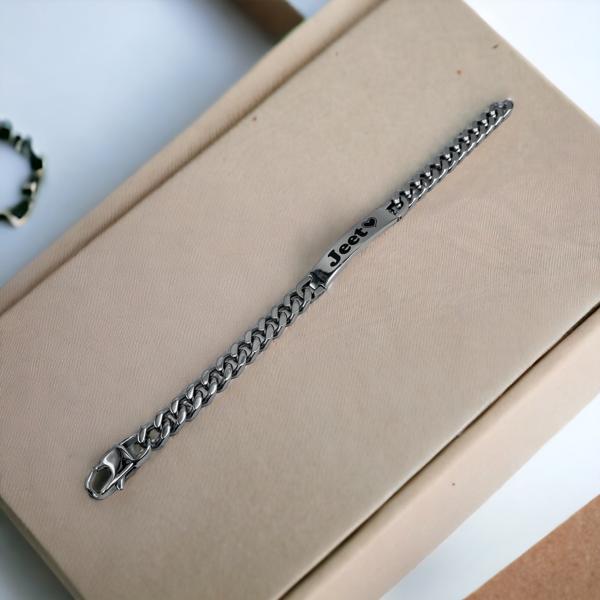 Engrave Letter Name Stainless Steel Chain Id Bracelet For Men Bulk