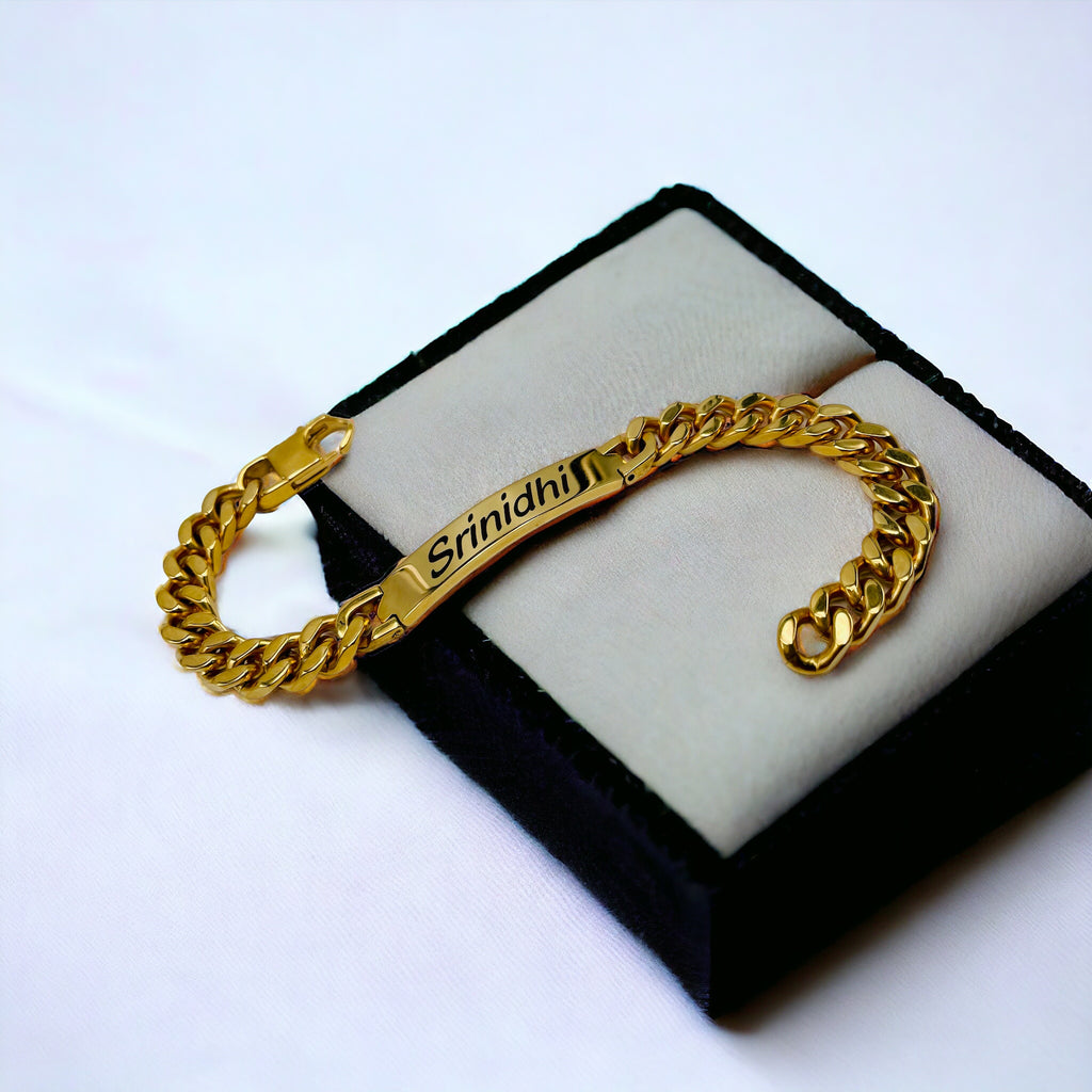 Engrave Letter Name Stainless Steel Chain Id Bracelet For Men Bulk
