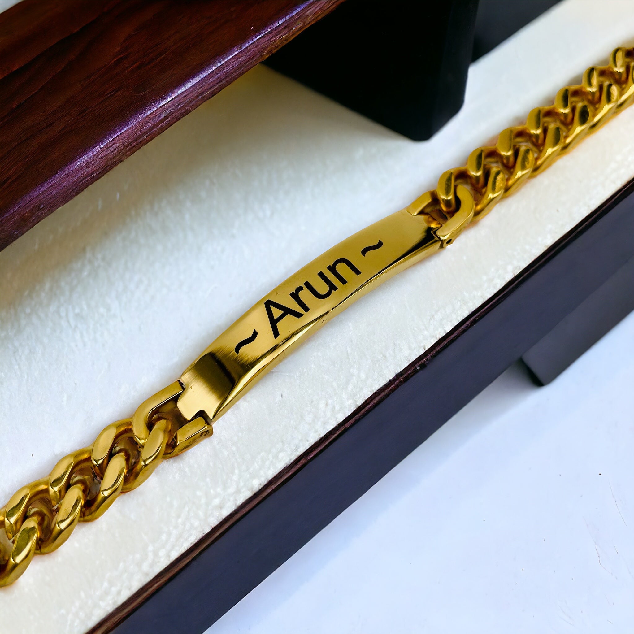 Engrave Letter Name Stainless Steel Chain Id Bracelet For Men Bulk