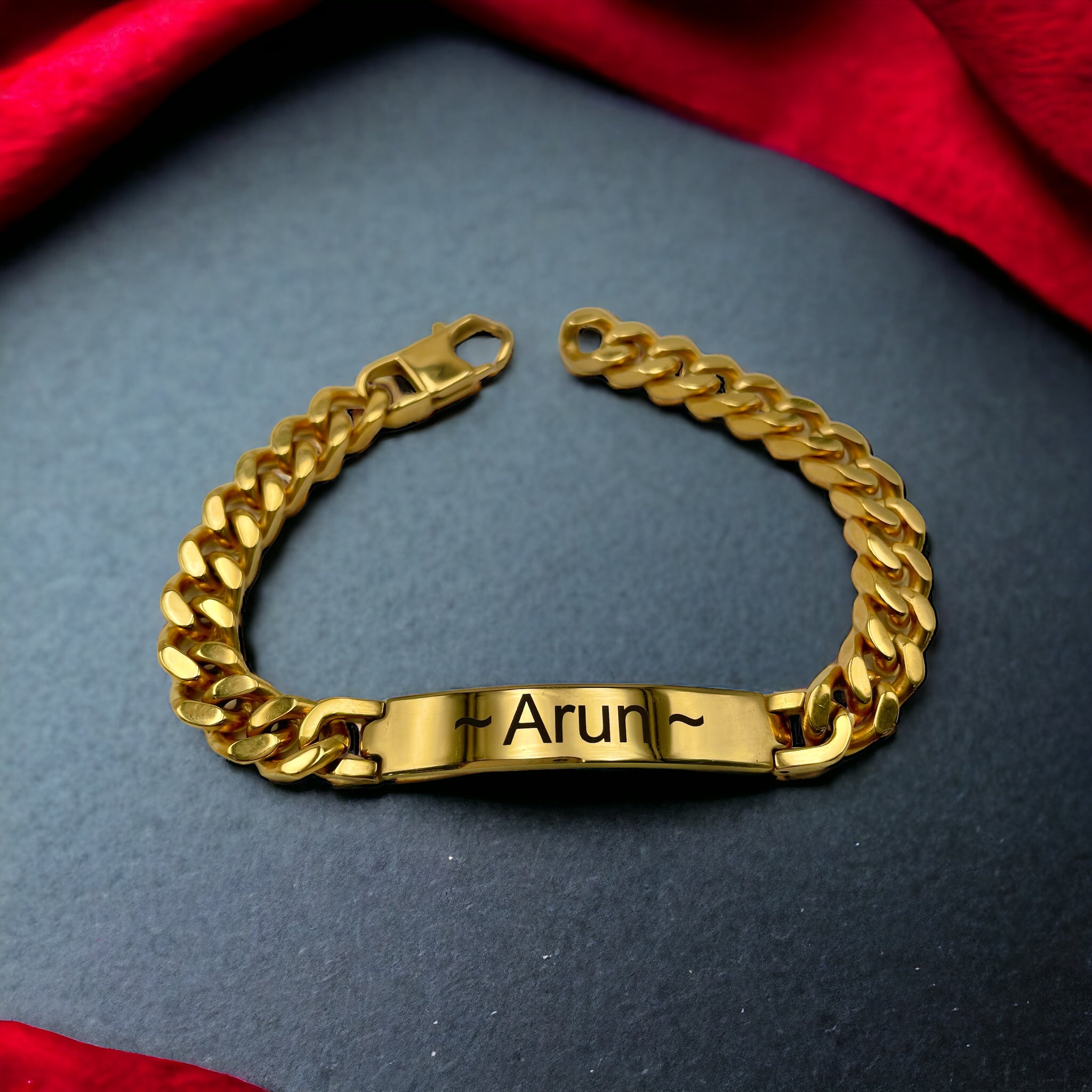 Engrave Letter Name Stainless Steel Chain Id Bracelet For Men Bulk