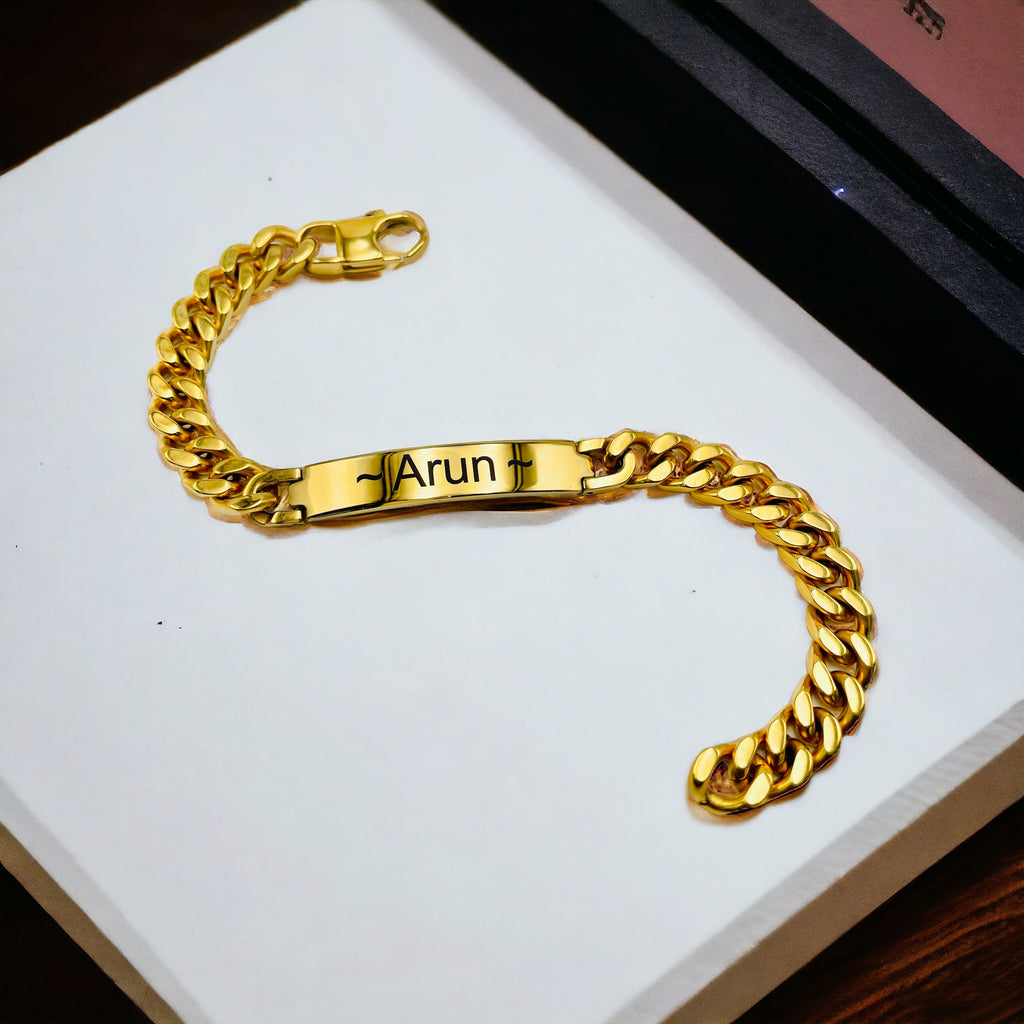 Engrave Letter Name Stainless Steel Chain Id Bracelet For Men Bulk