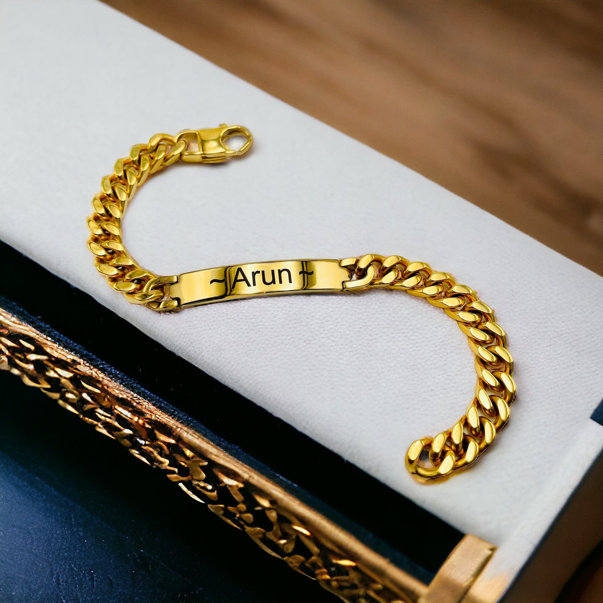 Engrave Letter Name Stainless Steel Chain Id Bracelet For Men Bulk