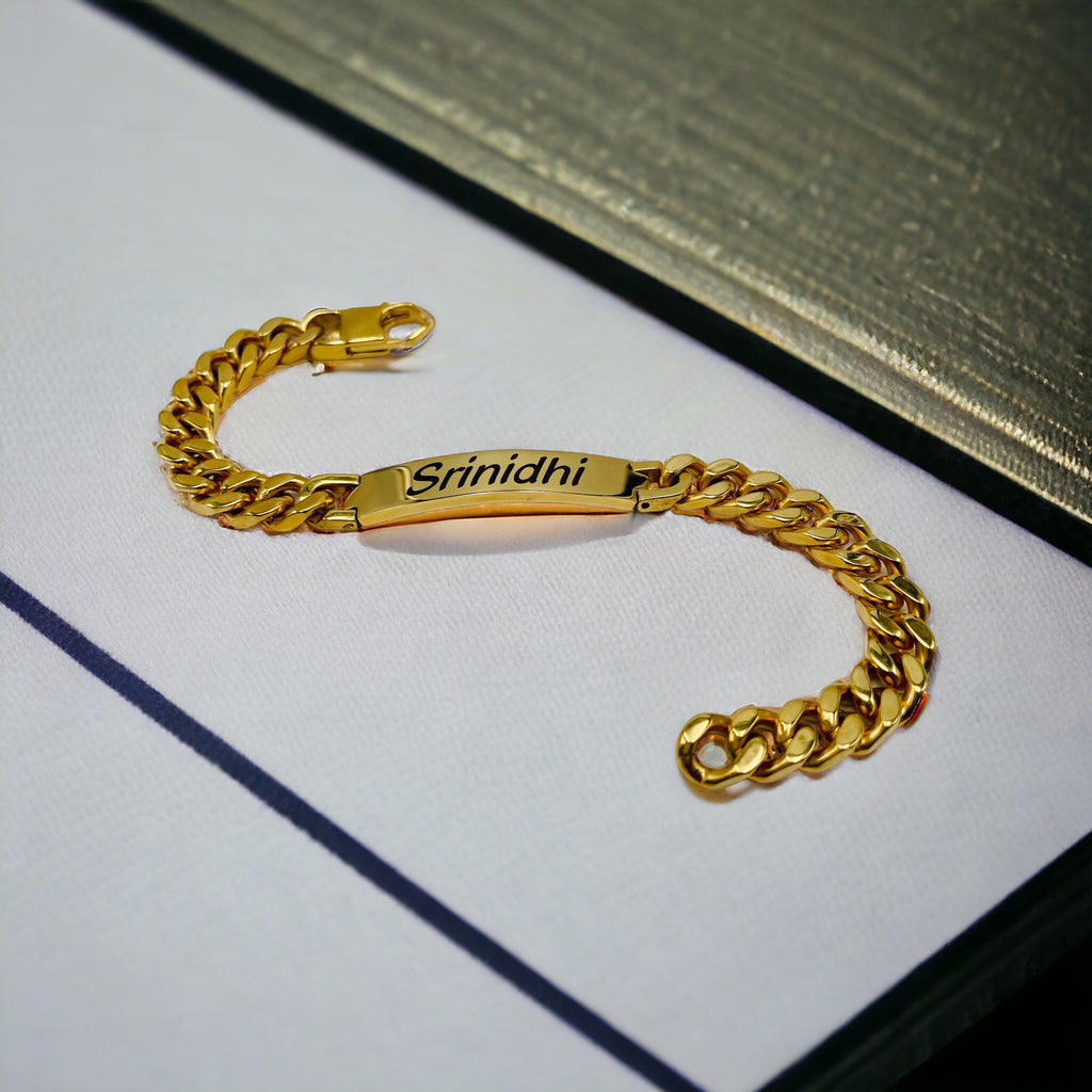 Engrave Letter Name Stainless Steel Chain Id Bracelet For Men Bulk