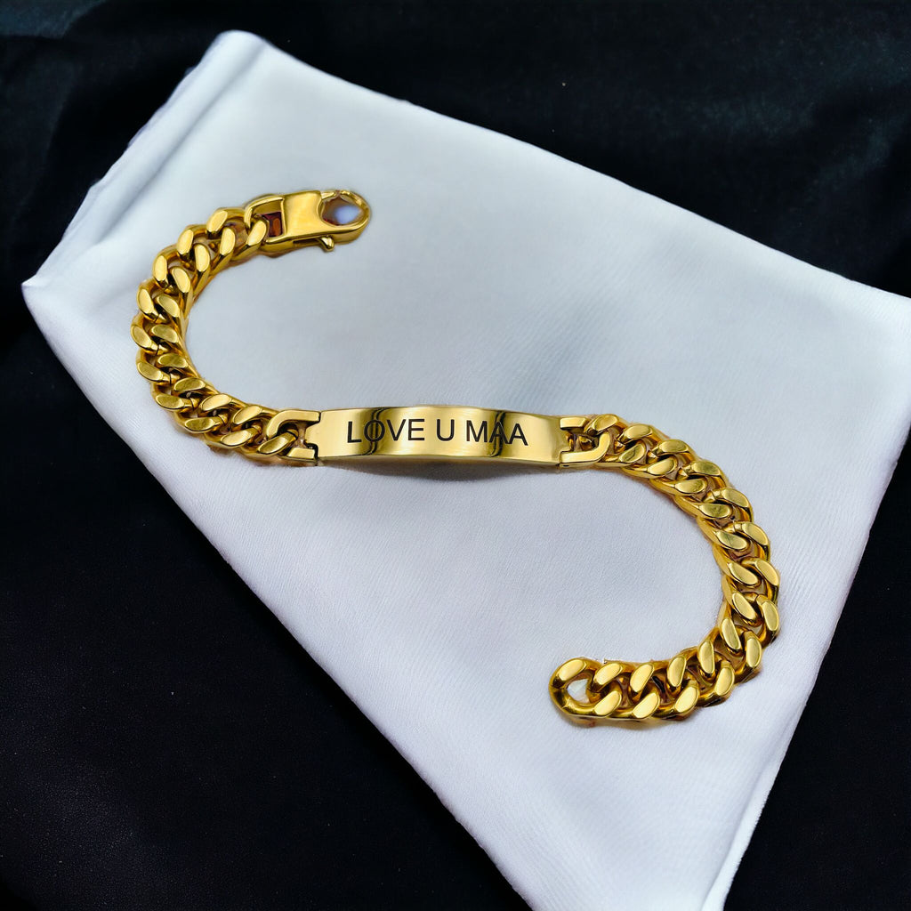 Engrave Letter Name Stainless Steel Chain Id Bracelet For Men Bulk