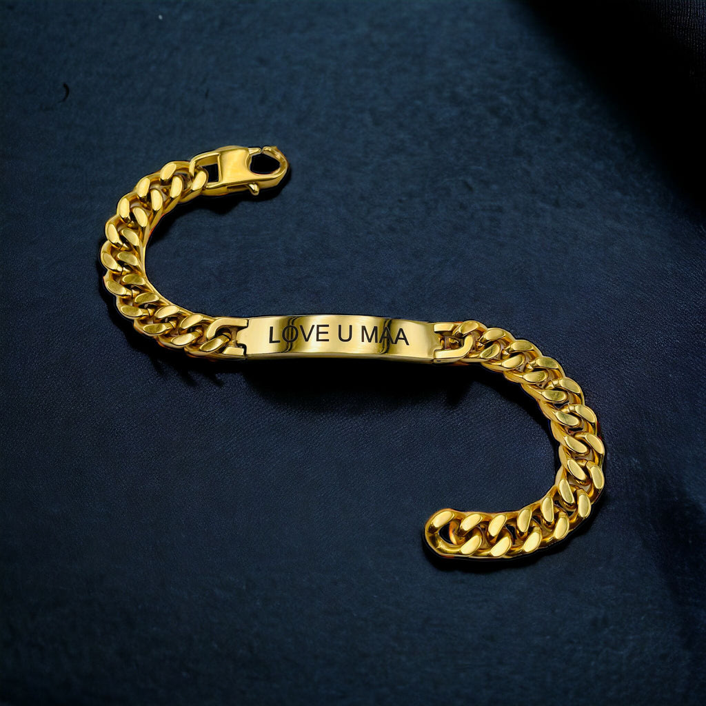 Engrave Letter Name Stainless Steel Chain Id Bracelet For Men Bulk