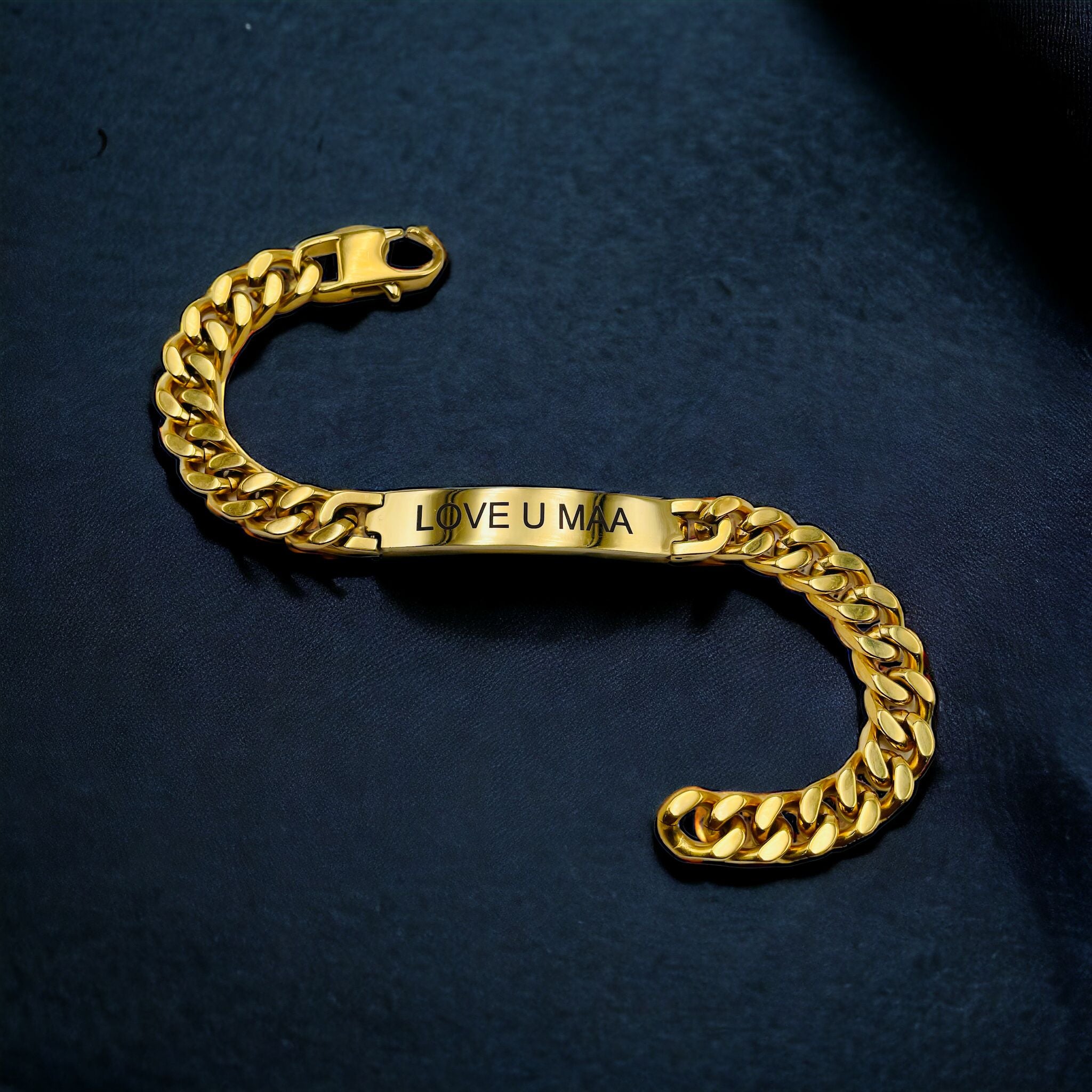 Engrave Letter Name Stainless Steel Chain Id Bracelet For Men Bulk