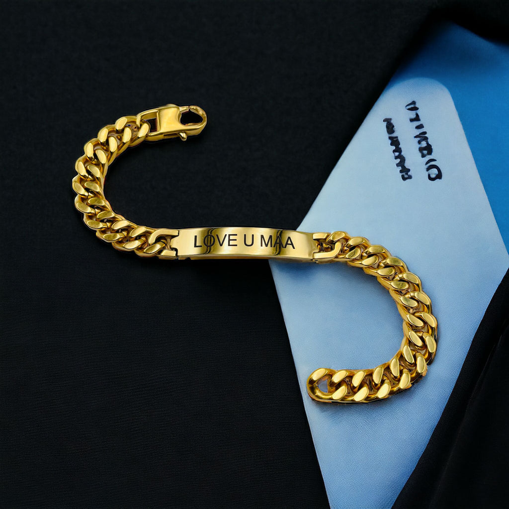 Engrave Letter Name Stainless Steel Chain Id Bracelet For Men Bulk