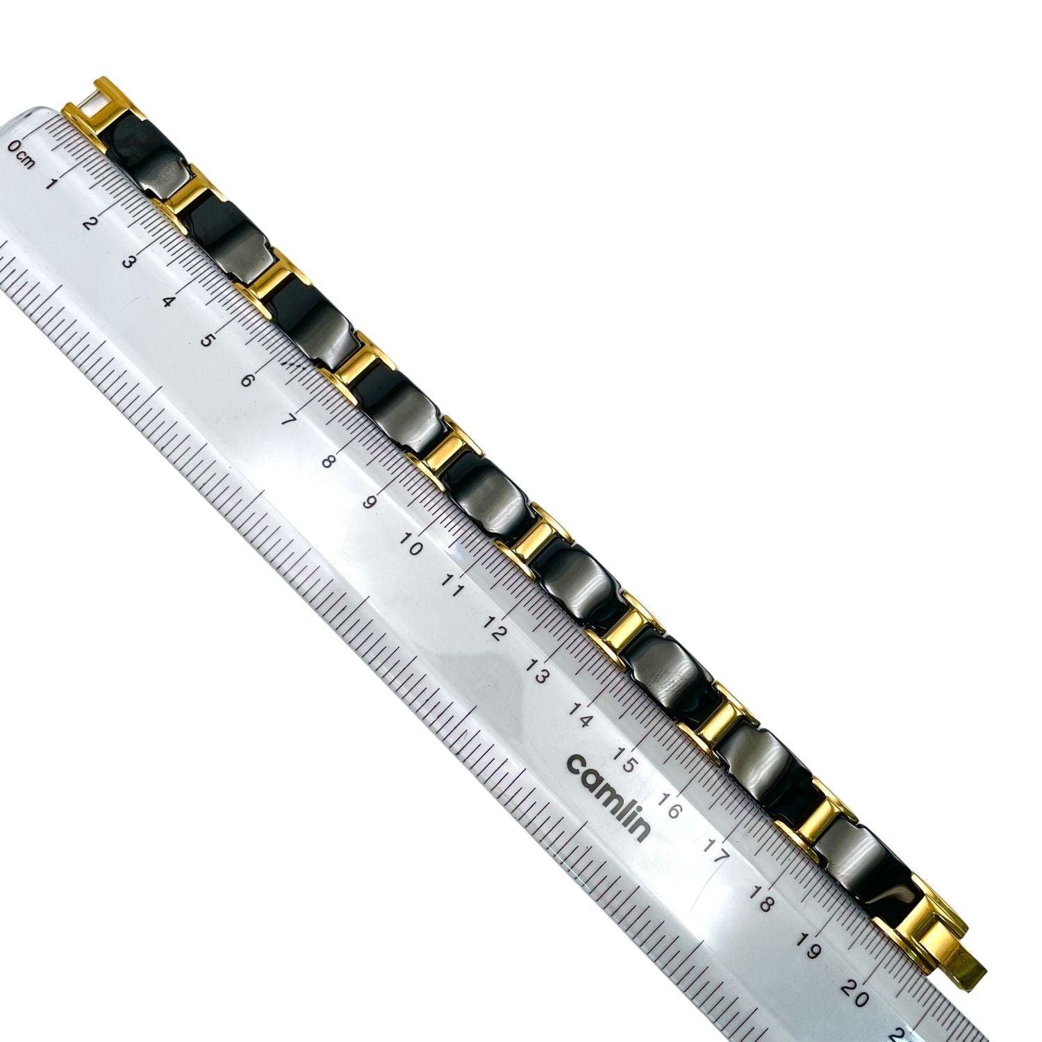 Gold Tungsten Carbide Black Glossy Ceramic Bio Magnetic Bracelet Bulk