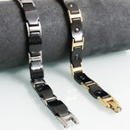 Gold Tungsten Carbide Black Glossy Ceramic Bio Magnetic Bracelet Bulk