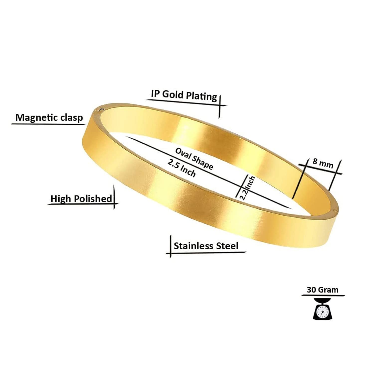Stainless Steel Matt Gold Plated Free Size Kada Bracelet For Men Bulk
