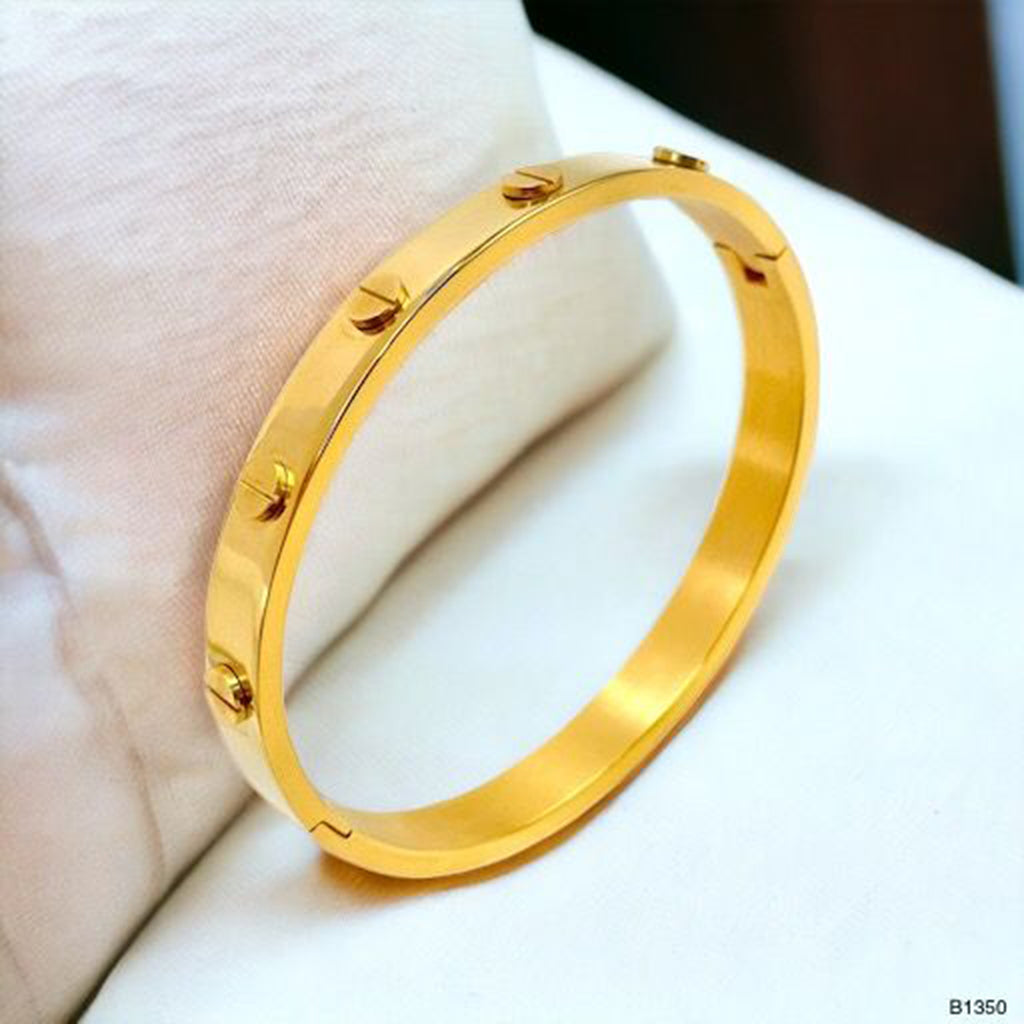 Gold Stainless Steel Free Size Screw Kada Bracelet Bio magnetic Bulk