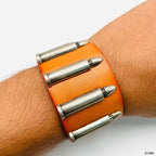Men Genuine Brown Tan Leather Bullet Wrist Band Bracelet For Men Bulk