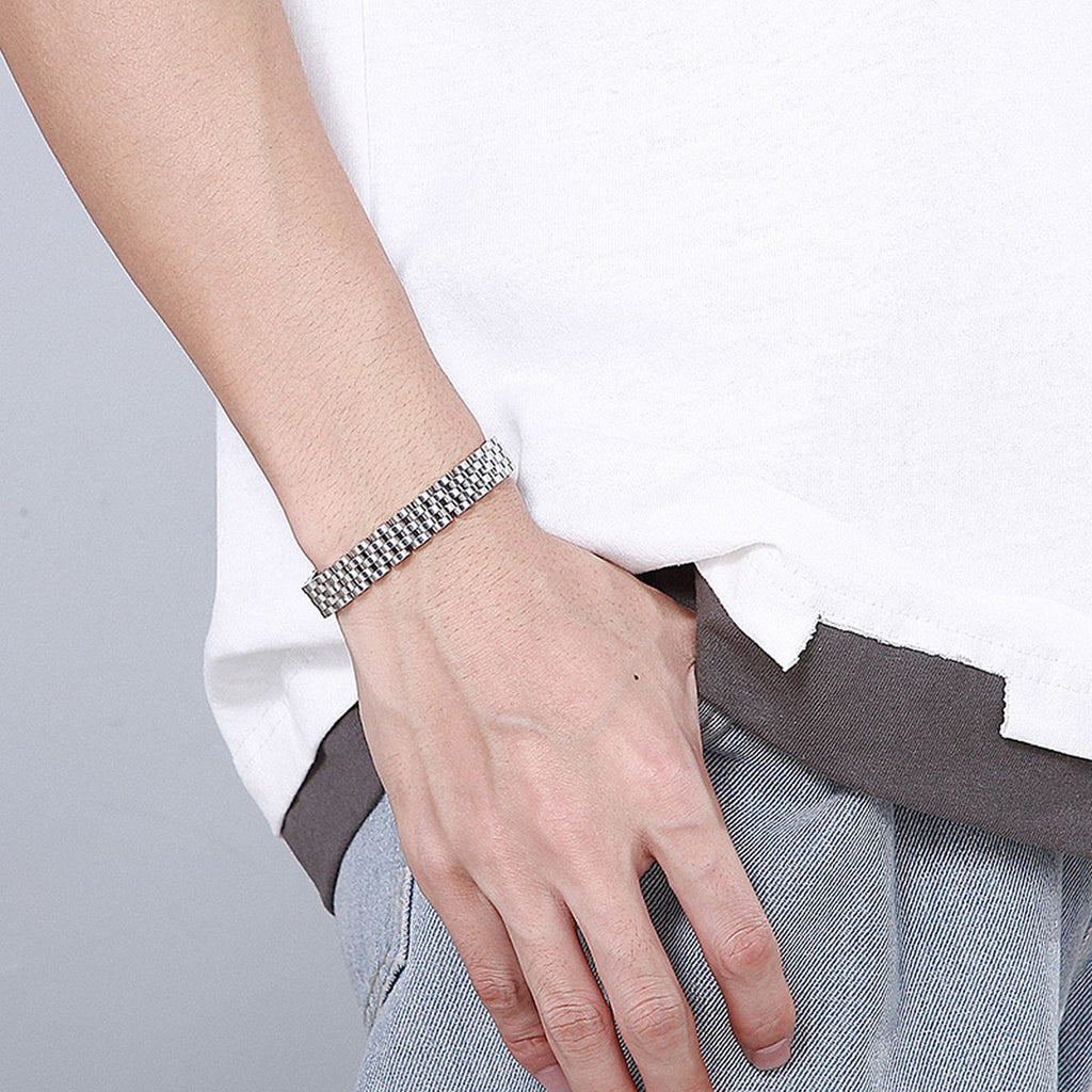 316L Stainless Steel Silver Plated Men Stylish Bracelet Bulk