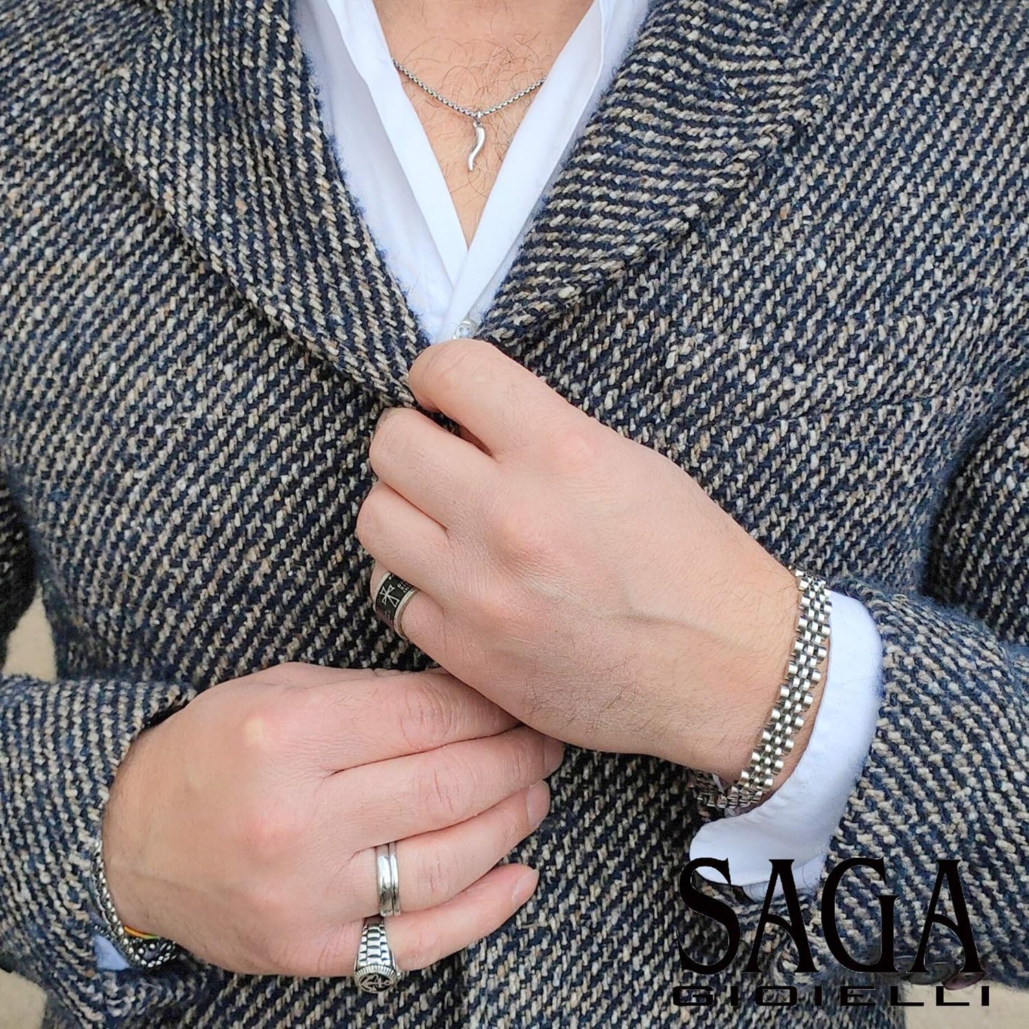 316L Stainless Steel Silver Plated Men Stylish Bracelet Bulk