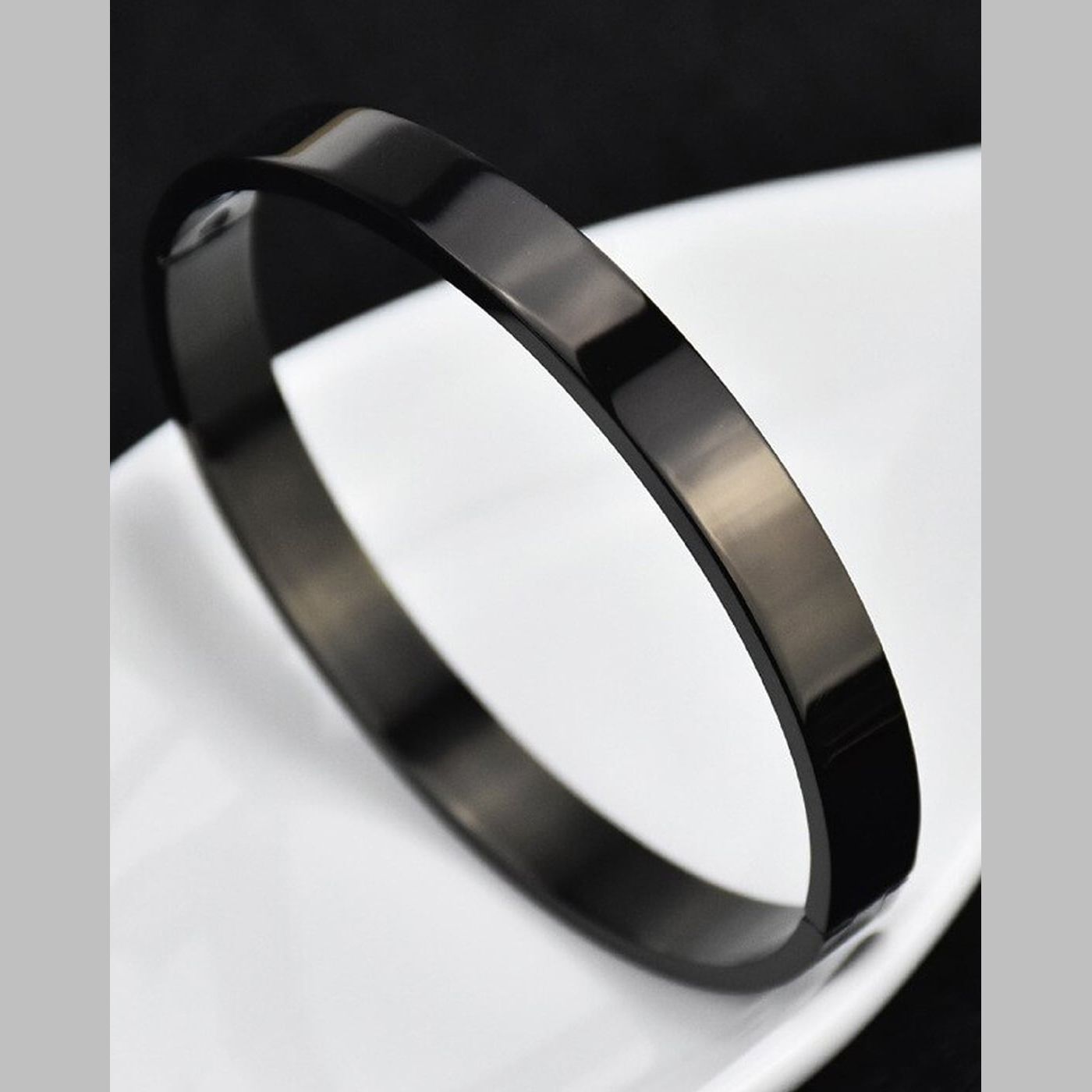 Surgical Stainless Steel Matte Black Oval Macho Kada Bracelet Men Bulk
