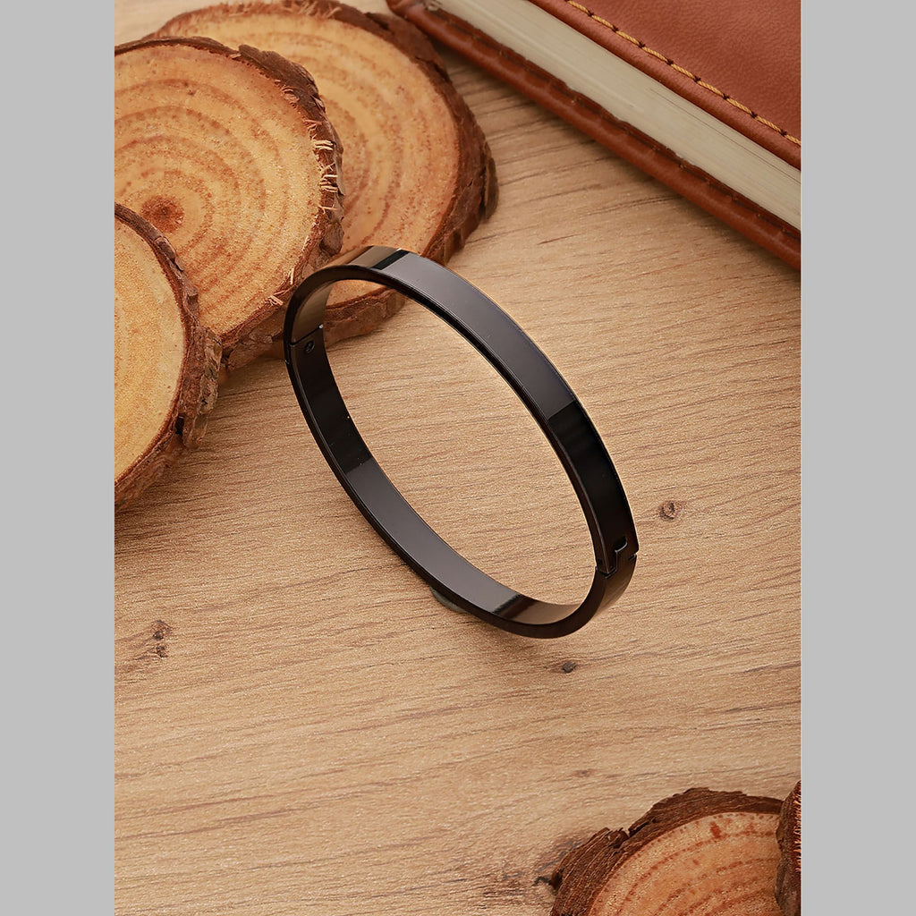 Surgical Stainless Steel Matte Black Oval Macho Kada Bracelet Men Bulk