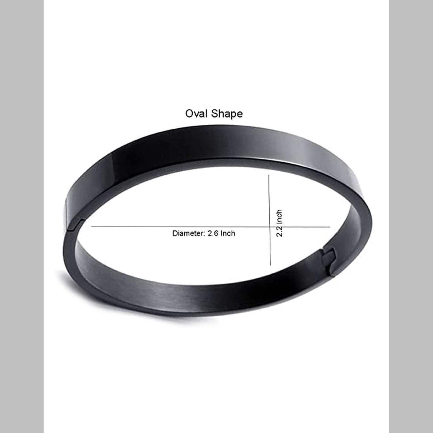 Surgical Stainless Steel Matte Black Oval Macho Kada Bracelet Men Bulk