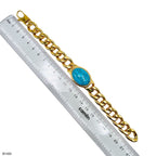 Salman Curb 18K Gold Plated Stainless Steel Turquoise Bracelet Bulk