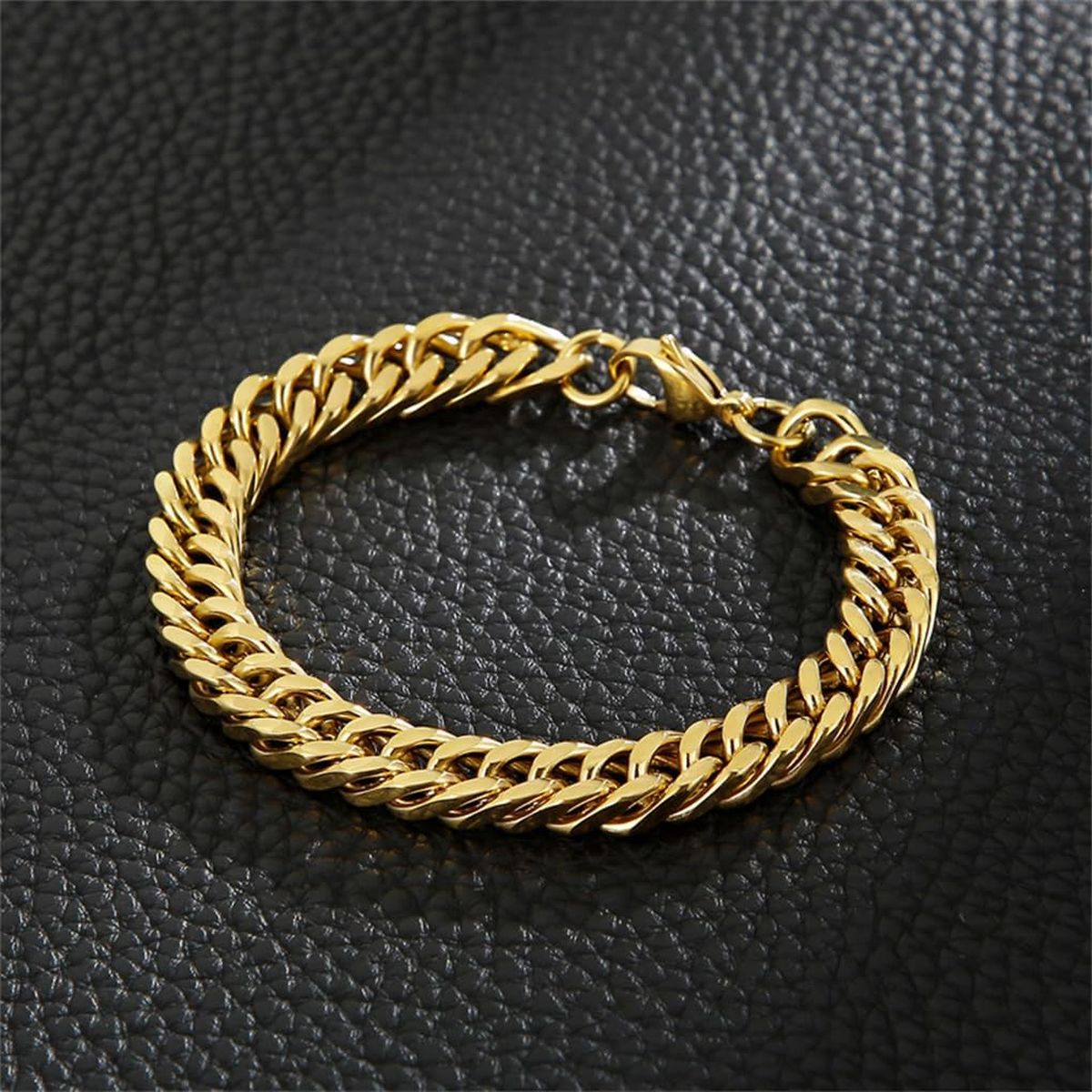 Classic 3D Curb 22K Gold Plated Stainless Steel Bracelet For Men Bulk Main image