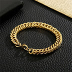 Classic 3D Curb 22K Gold Plated Stainless Steel Bracelet For Men Bulk