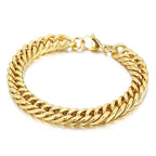 Classic 3D Curb 22K Gold Plated Stainless Steel Bracelet For Men Bulk