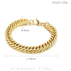 Classic 3D Curb 22K Gold Plated Stainless Steel Bracelet For Men Bulk
