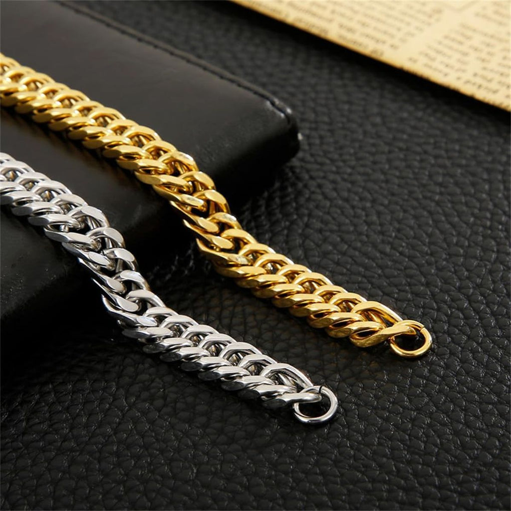 Classic 3D Curb 22K Gold Plated Stainless Steel Bracelet For Men Bulk