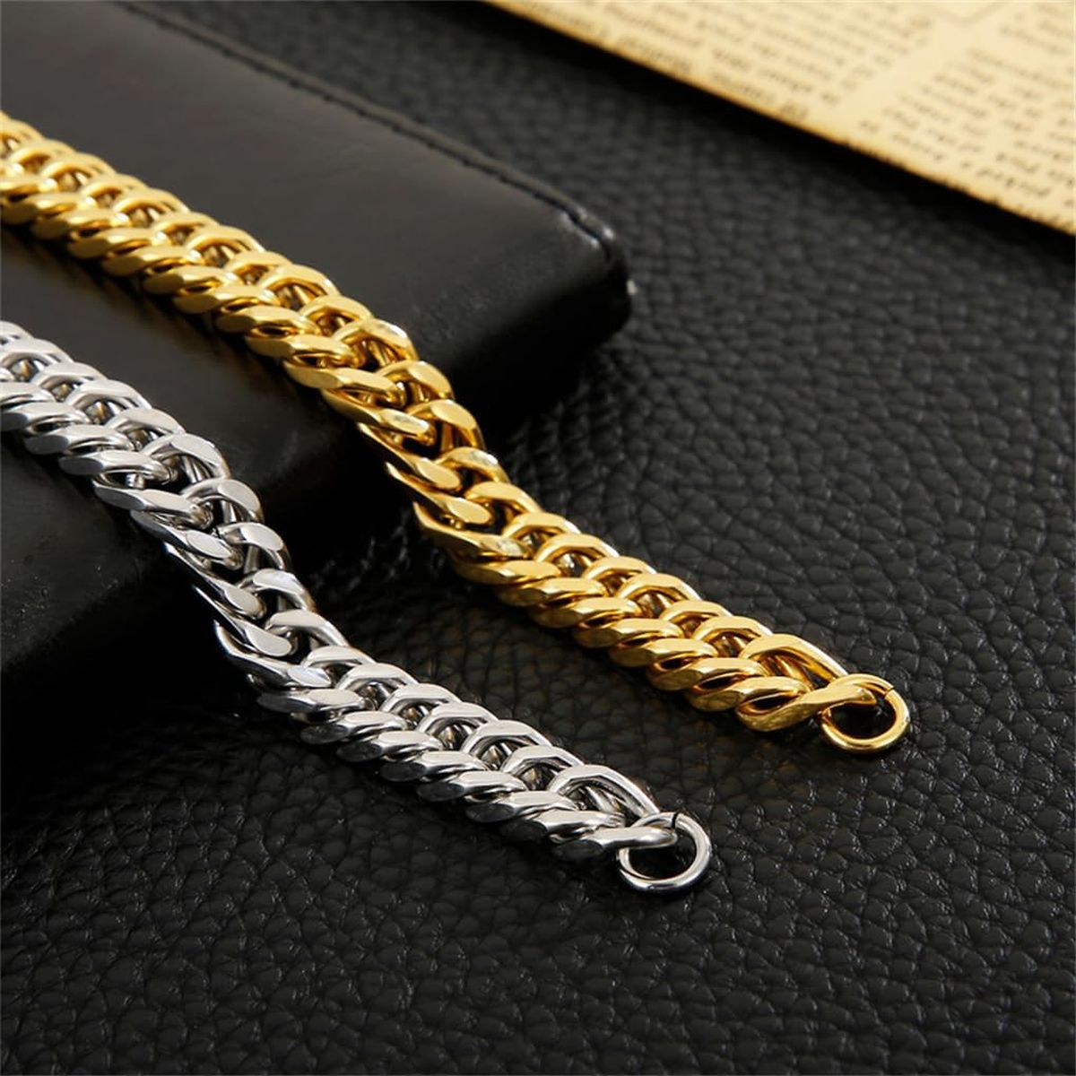 Classic 3D Curb 22K Gold Plated Stainless Steel Bracelet For Men Bulk