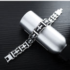 3D Cross Biker Black Silver Surgical Stainless Steel Bracelet Men Bulk